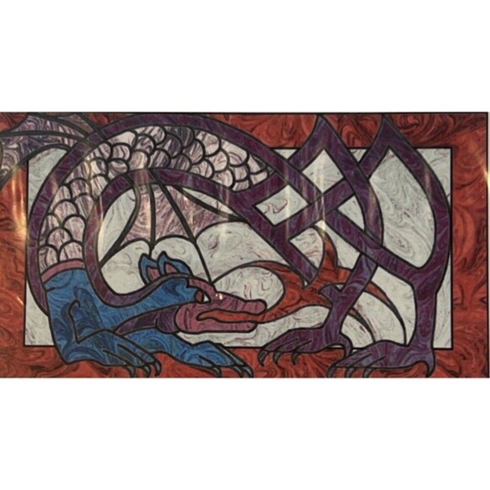 Celtic Crosswords Faerie Quilted Wall Hanging 24x25 Red Mushroom Fairy OOP